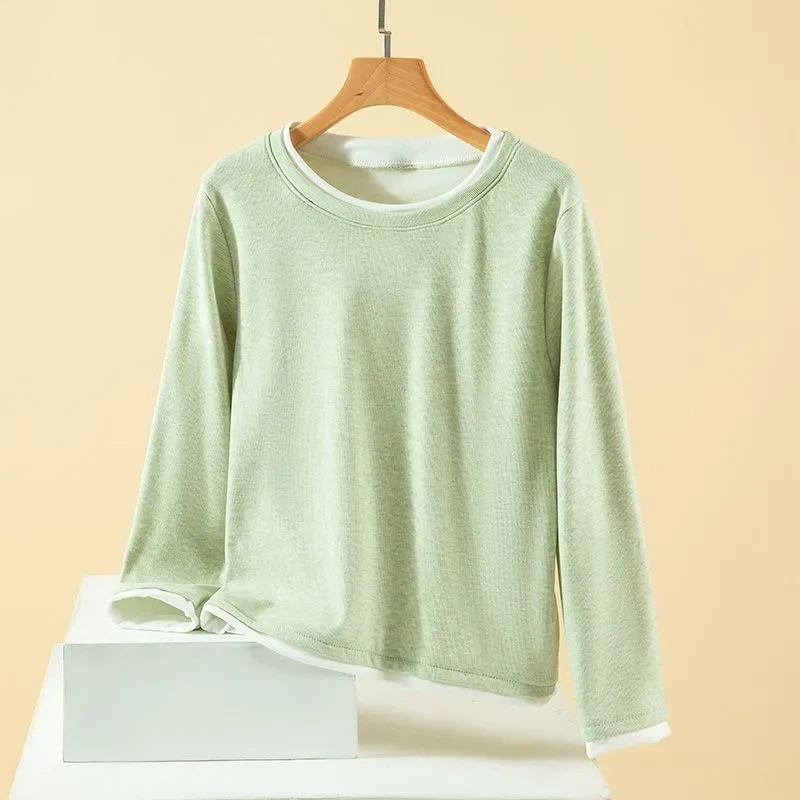Undershirt Crew Neck - Kadın Büyük Beden Sahte İki Parçalı