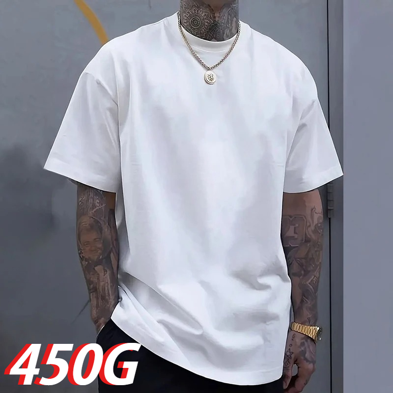 Undershirt Crew Neck - Siyah 450g Ağır Pamuklu Çift İplikli