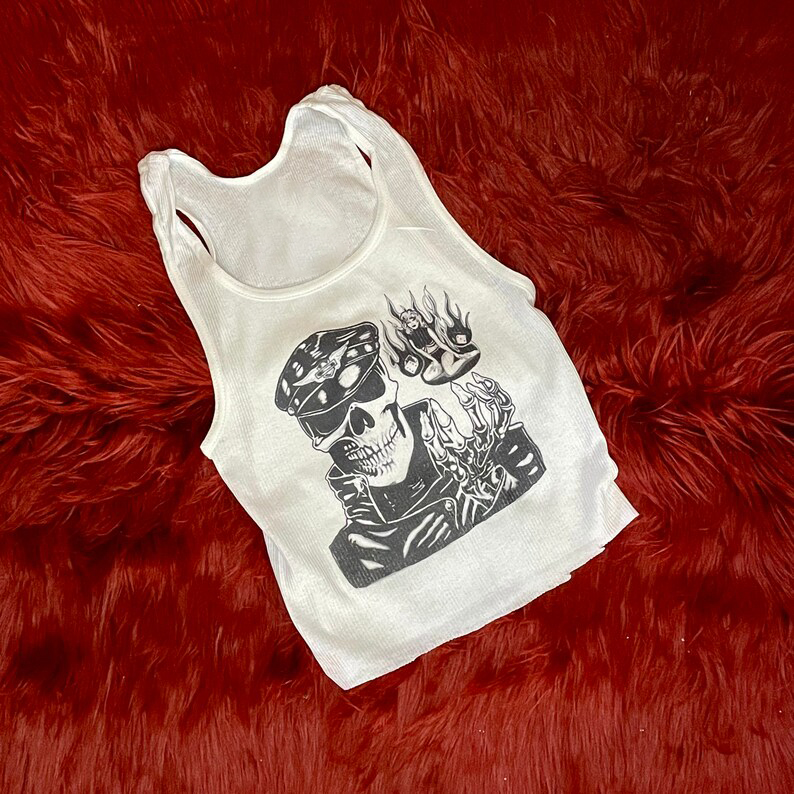 Tank Top Ribbed - Şanslı Kadın Kafatası Grafikli Nervürlü Atlet
