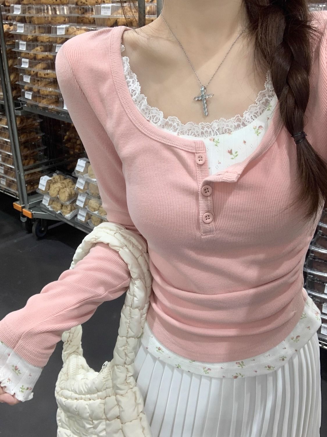2026 Pembe Çiçekli İki Parçalı - Undershirt Crew Neck incelemesi ve fiyatı